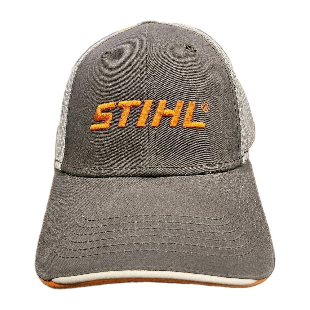 Stihl Outfitters Apparel Hat Cap  Never Worn Embroidered Logo Grey Gray Orange